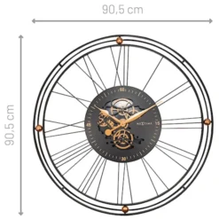 Zegar ścienny Roman Gear 90 cm czarno-złoty