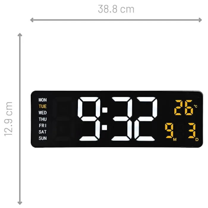 Zegar ścienny Super Digi 39x13 cm czarny
