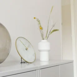 Zegar stojący Marble 20 cm biało-złoty