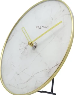 Zegar stojący Marble 20 cm biało-złoty