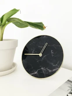 Zegar stojący Marble 20 cm czarno-złoty