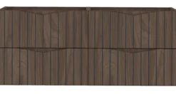 Zestaw łazienkowy z dwiema szafkami pod umywalkę Stella 120 cm ryflowane fronty orzech / czarny mat