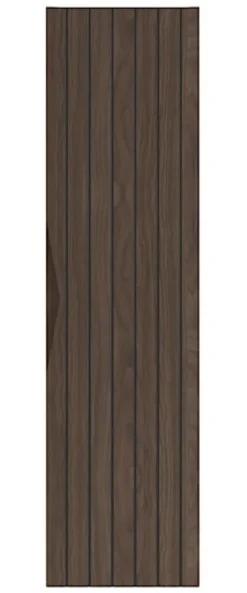 Zestaw łazienkowy z umywalką nablatową z półkami i słupkiem Stella 115 cm ryflowane fronty orzech / czarny mat