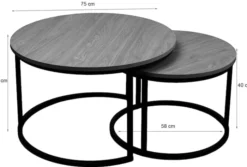 Zestaw dwóch stolików kawowych Complle okrągłe 75 i 58 cm kaszmir/czarne