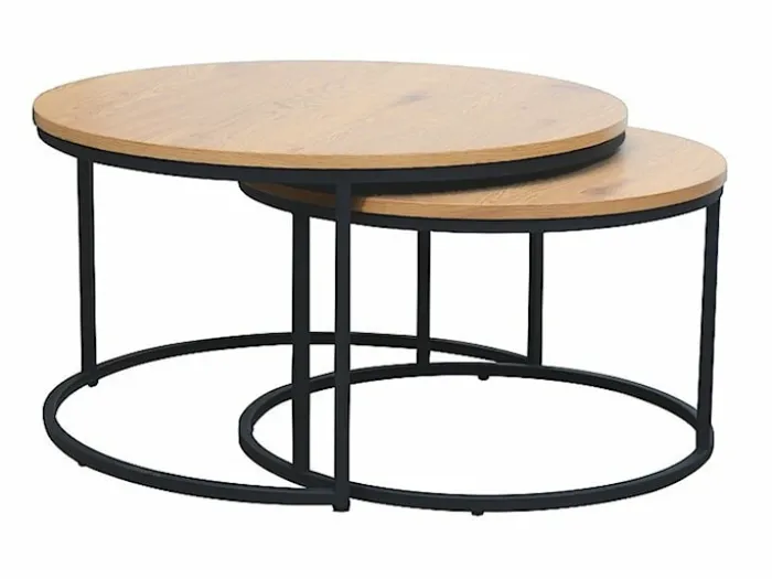 Zestaw dwóch stolików kawowych Atlanta średnica 80 cm i 60 cm dąb