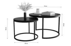 Zestaw dwóch stolików kawowych Sabello okrągłe 70 i 50 cm dąb artisan