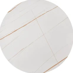 Zestaw dwóch stolików kawowych Hesivene z okrągłymi blatami 63 cm i 48 cm biały marmur/ złoty