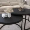 Zestaw dwóch stolików kawowych Sabello okrągłe 80 i 60 cm Czarny mat