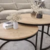 Zestaw dwóch stolików kawowych Sabello okrągłe 80 i 60 cm Dąb craft
