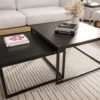 Zestaw dwóch stolików kawowych Sabello kwadratowe 70 cm i 60 cm Czarny mat
