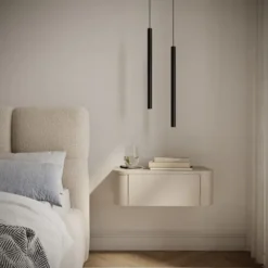 Zestaw dwóch wiszących szafek nocnych Luvio z szufladami 59 cm kaszmir