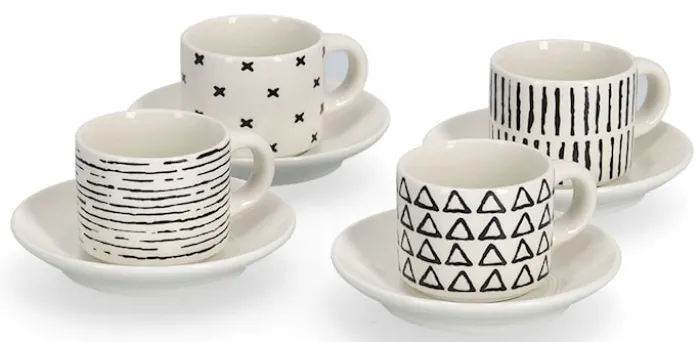 Zestaw 4 filiżanek do espresso Undablo biało-czarne