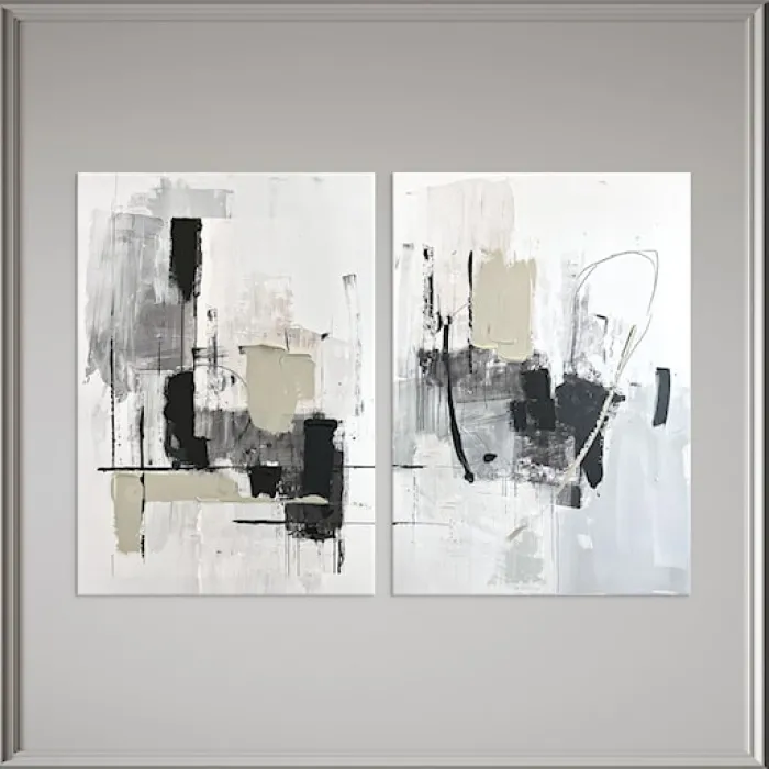 Zestaw 2 obrazów Soot 70x50 cm z ręcznie malowanymi elementami