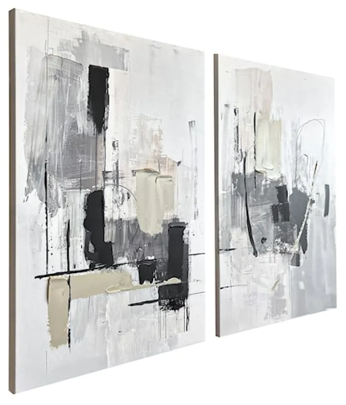 Zestaw 2 obrazów Soot 70x50 cm z ręcznie malowanymi elementami