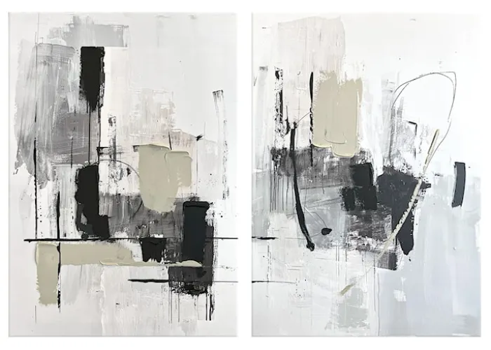 Zestaw 2 obrazów Soot 70x50 cm z ręcznie malowanymi elementami
