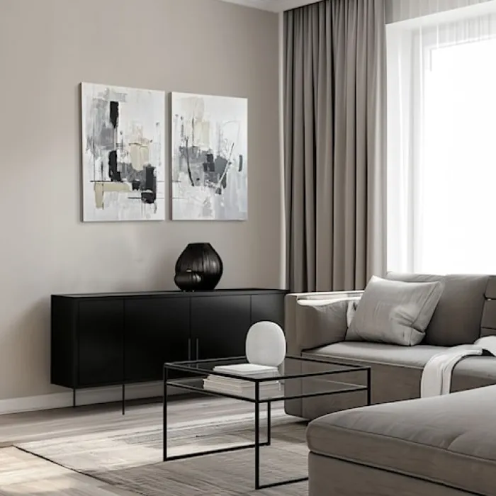 Zestaw 2 obrazów Soot 70x50 cm z ręcznie malowanymi elementami