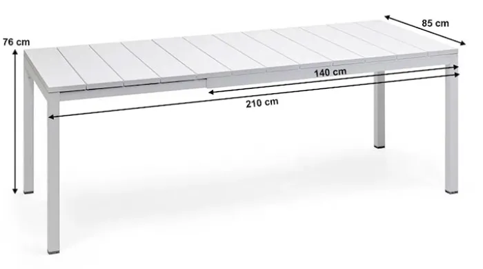 Zestaw ogrodowy rozkładany stół Rio 140-210x85 cm i 6 krzeseł Net Nardi z certyfikowanego tworzywa brązowy