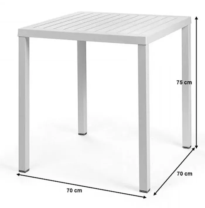 Zestaw ogrodowy stół kwadratowy Cube 70 cm i 4 krzesła z podłokietnikami Net Nardi z certyfikowanego tworzywa brązowy