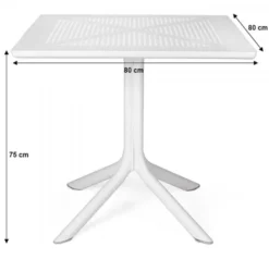 Zestaw ogrodowy stół kwadratowy Clip 80 cm i 4 krzesła Net Nardi z certyfikowanego tworzywa brązowy