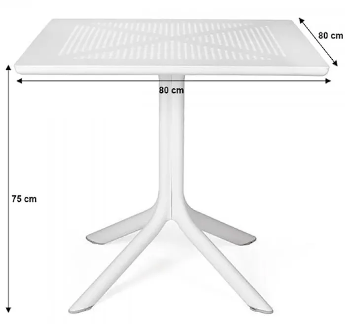 Zestaw ogrodowy stół kwadratowy Clip 80 cm i 4 krzesła Net Nardi z certyfikowanego tworzywa brązowy