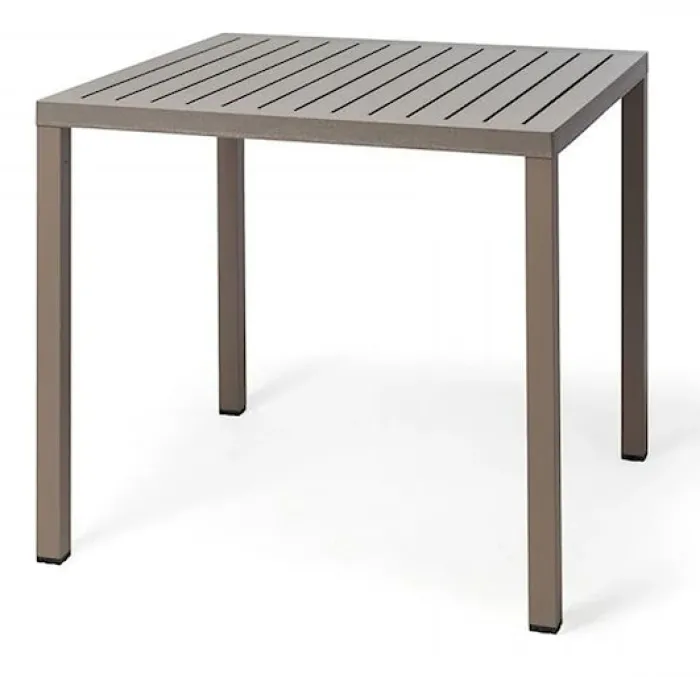 Zestaw ogrodowy stół kwadratowy Cube 70 cm i 4 krzesła Bit Nardi z certyfikowanego tworzywa brązowy