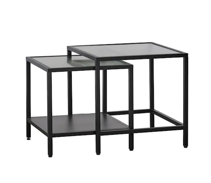Zestaw stolików kawowych Avensunly przeszklone 50 cm czarne
