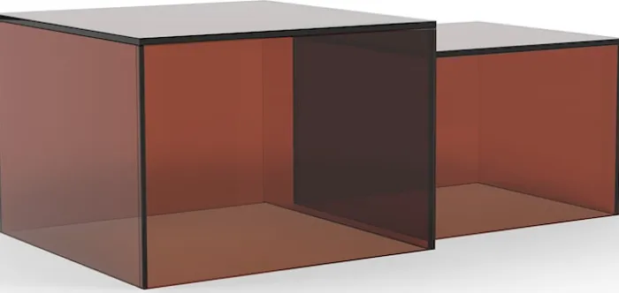 Zestaw stolików kawowych Glopiana kwadratowe 50 i 40 cm brązowe szklane