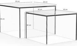 Zestaw stolików kawowych Glopiana kwadratowe 50 i 40 cm szare szklane