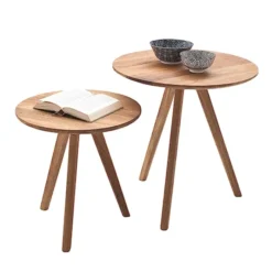 Zestaw stolików Melogreno średnica 40 i 50 cm dąb sękaty