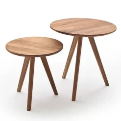 Zestaw stolików Melogreno średnica 40 i 50 cm dąb sękaty